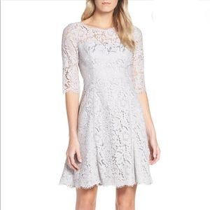 Eliza J Lace Fit & Flare Cocktail Dress